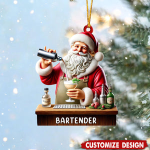 Personalized Santa Mixing Cocktails Christmas Ornament Gift For Bartenders-2024 New Release