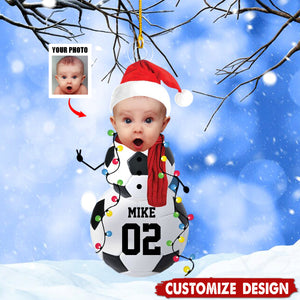 2024 New Release-Personalized Photo Soccer Snowman Ornament Gifts For Soccer Lovers