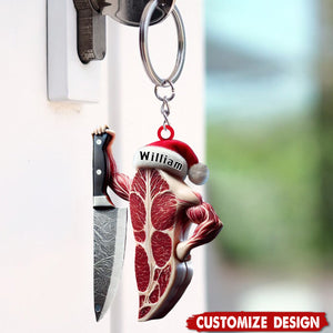 Personalized Meat Keychain-Gift For Butchers, Chefs, and BBQ Enthusiasts