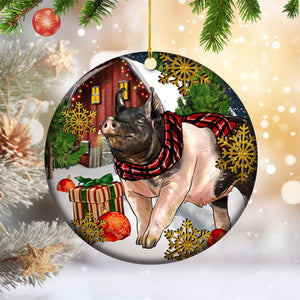 Personalized Pig Ceramics Christmas Ornament - Gift For Pig Lover - 2024 New Release