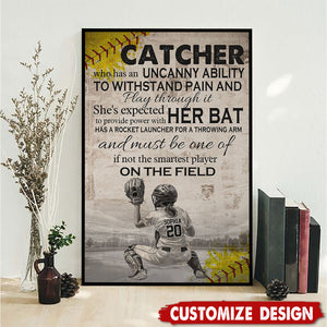 Catcher She's Expected To Provide Power With Her Bat - Personalized Motivational Softball Girl