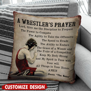 A Wrester's Prayer - Personalized Wrestling Pillow - Gift For Wrestling Lovers