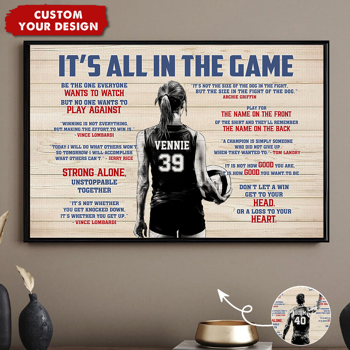 It's All In The Game - Personalized Boy Girl Volleyball Poster - Gift For Volleyball Lovers