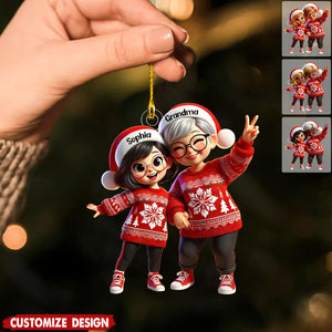 Happy Christmas Grandma Grandkids Personalized Acrylic Ornament