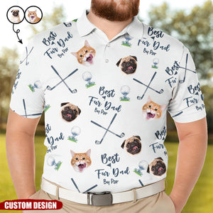 Best Dog Dad By Par - Personalized Photo Polo Shirt