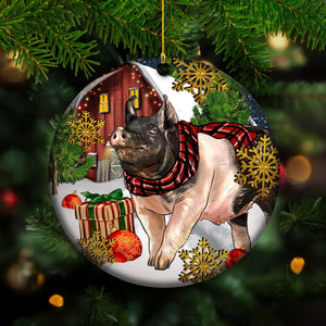 Personalized Pig Ceramics Christmas Ornament - Gift For Pig Lover - 2024 New Release