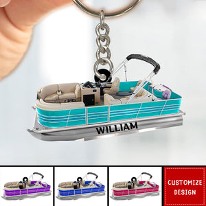 Personalized Pontoon Boat Acrylic Keychain - 2024 New Release