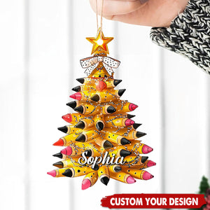 Personalized Pencil Tree Ornament-Gift for Teachers-2024 New Release