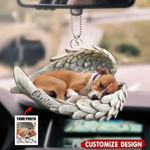 In Angel Wings - Personalized Memorial Car Ornament, Gift For Pet Lovers