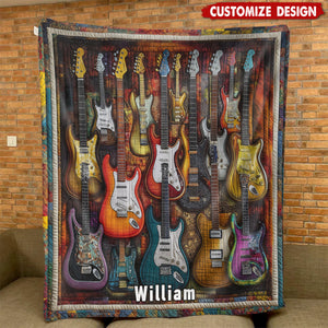 Beautiful Guitars-Personalized Guitar Blanket-Gift for Guitar Lover