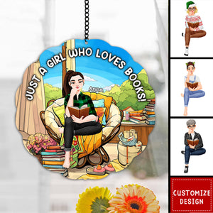 Personalized Girl Reading Window Hanging Suncatcher - Gifts For Book Lover