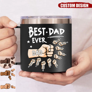 The Best Dad Ever - Personalized  14oz Stainless Steel Tumbler With Handle - Father's Day, Birthday Gift For Dad