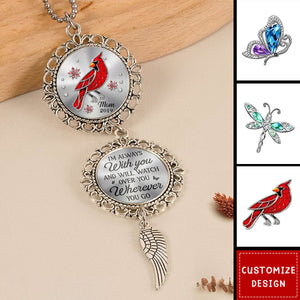 Connecting Love Through Memories - Personalized Metal Car Hanging Ornament With Charm - Sympathy Gift For Family Members