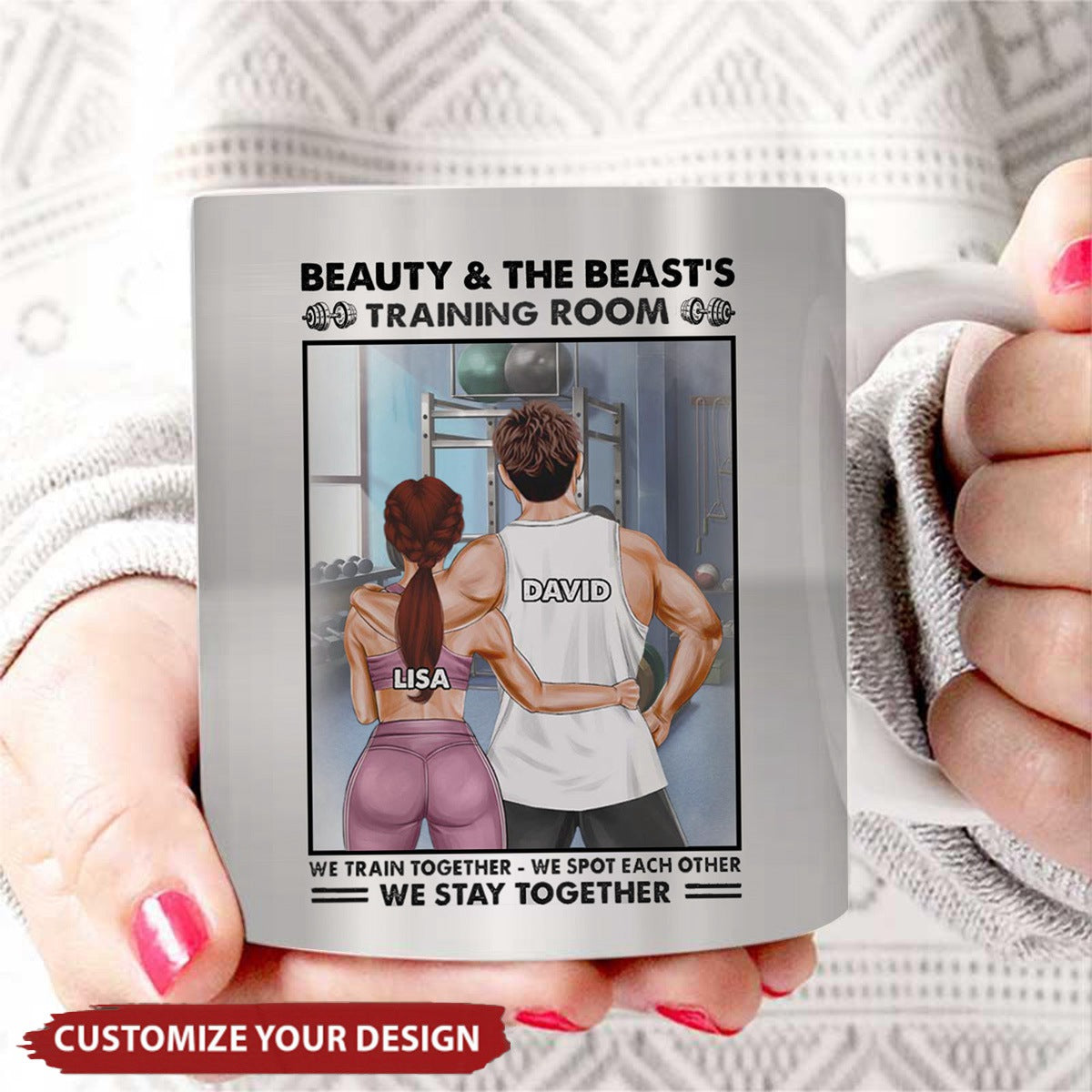 Gym Couple Beauty And The Beast's Training Center - Personalized Couple Coffee Mug