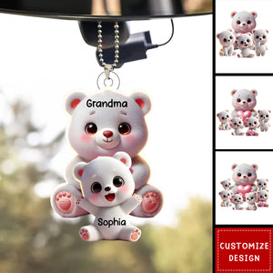 Personalized Grandma Bear Meaningful Car Ornament, Gift For Nana