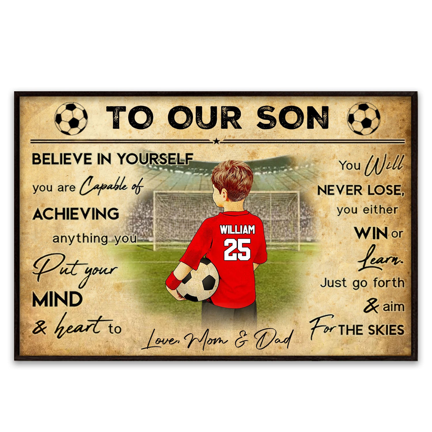 Believe In Yourself - Personalized Football, Soccer Poster, Gift For Football, Soccer Players