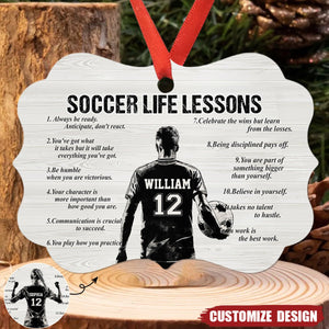 Personalized Soccer Life Lessons Wooden Ornament - Gift For Soccer Lovers