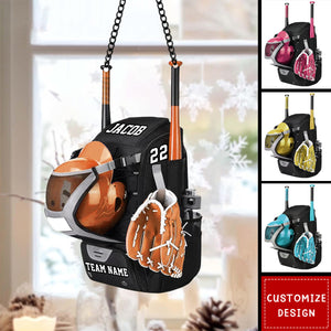 Personalized Baseball/Softball Bag with Helmet & Gloves Suncatcher Ornament - Gift For Baseball&Softball Lovers