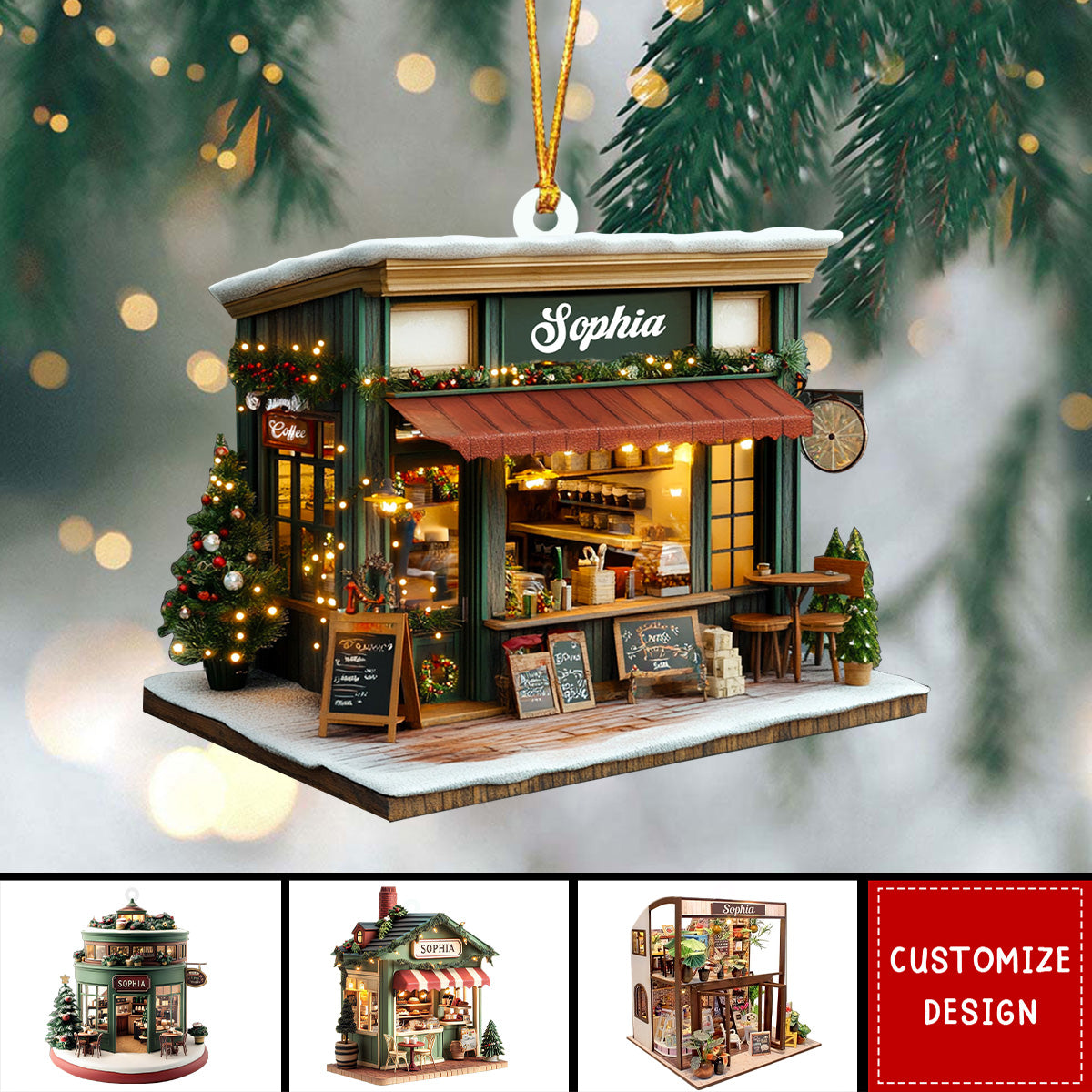 Personalized Local Coffee Shop Ornaments - Gift For Coffee Lovers - 2024 New Release