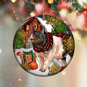 Personalized Pig Ceramics Christmas Ornament - Gift For Pig Lover - 2024 New Release