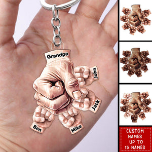 Happy Father‘s Day To Amazing Daddy/Grandpa Hands Personalized Acrylic Keychain