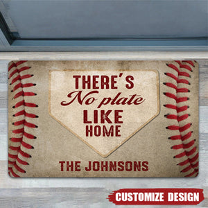 There's No Plate Like Home - Personalized Baseball Doormat