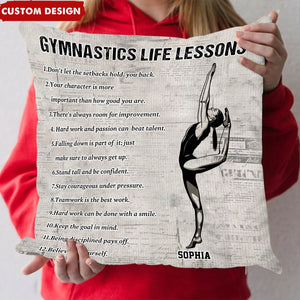 Personalized Gymnastics Life Lessons Pillow- Gift For Gymnastics Lovers