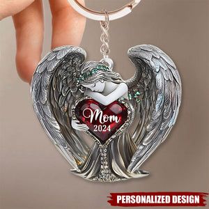 Angel Wings-Personalized Memorial Keychain-Gift For Friend Or Family