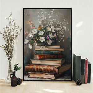 Vintage Flowers And Books Poster- Gift For Book Lovers