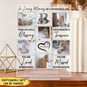 Custom Photo In Loving Memory Of A Wonderful Dog/Cat - Pet Memorial Gift, Sympathy Gift - Personalized Vertical Rectangle Acrylic Plaque