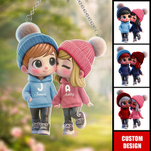 Personalized Cartoon Couple Window Hanging Suncatcher