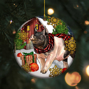 Personalized Pig Ceramics Christmas Ornament - Gift For Pig Lover - 2024 New Release