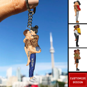 New-Couple Kissing - Gift For Couples - Personalized Acrylic Keychain