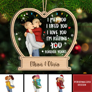 2024 New Release Christmas Couple Forever Yours - Gift For Couples - Personalized 2-Layered Mix Ornament