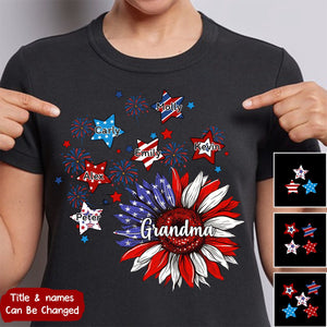 Sunflowers 4th Of July Grandma - Personalized Custom T Shirt - Birthday, Loving, Funny Gift for Grandma/Nana/Mimi, Mom, Wife, Grandparent