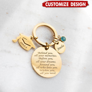 Behind You All Your Memories - Graduation Personalized Keychain