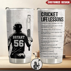 Personalized Cricket Life Lessons Tumbler - Gift For Cricket Lovers