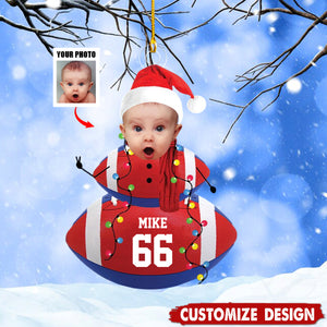 2024 New Release-Personalized Photo Rugby Snowman Ornament Gifts For Rugby Lovers