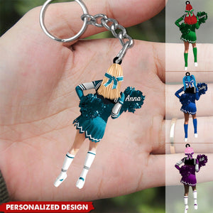 Personalized Cheerleading Pom pom Girl Keychain-Gift For Cheerleading Lovers - 2024 New Release