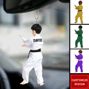 Personalized Kid Karate,Jiu Jitsu,Judo Car Ornament - Gift For Karate,Jiu-Jitsu Lovers