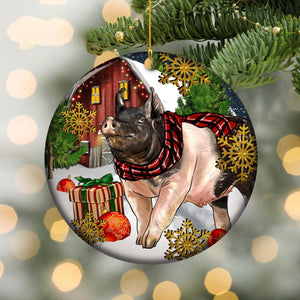 Personalized Pig Ceramics Christmas Ornament - Gift For Pig Lover - 2024 New Release