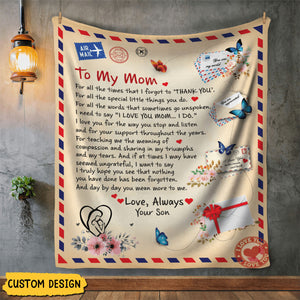 To My Mom - Personalized Post Card Blanket