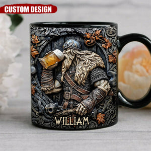 Viking Warrior Drinking Legend Raise Your Horn - Personalized Viking Mug