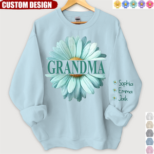 Personalized Grandma Flower Daisy Color And Grandkids Sweatshirt