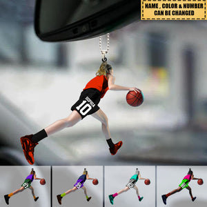 Personalized Female/Girl/Teen Basketball Player Acrylic Car / Christmas Ornament