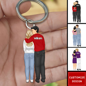 Forehead Kissing Couple Personalized Keychain, Anniversary Gift For Wife,Husband