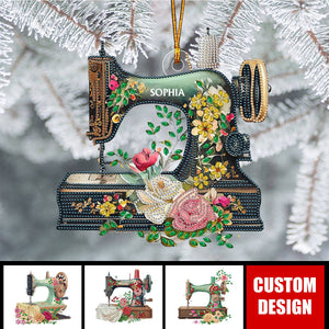 Shiny Sewing Machine Personalized Acrylic Christmas Ornament, Gifts For Sewing Lover - 2024 New Release