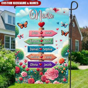 Grandma Spring Garden Signpost Personalized Flag