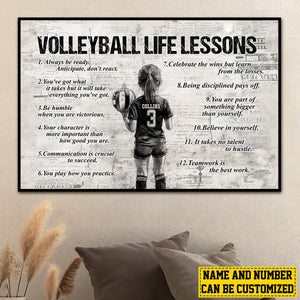 Personalized Volleyball Life Lessons Girl Poster-Gift For Volleyball Lovers