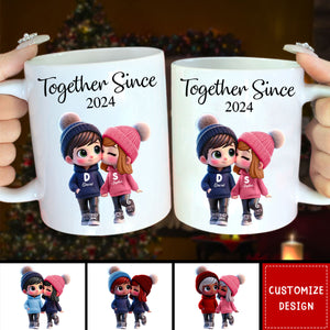 Cute Cartoon Couple Walking Personalized Mug-Gift For Couple